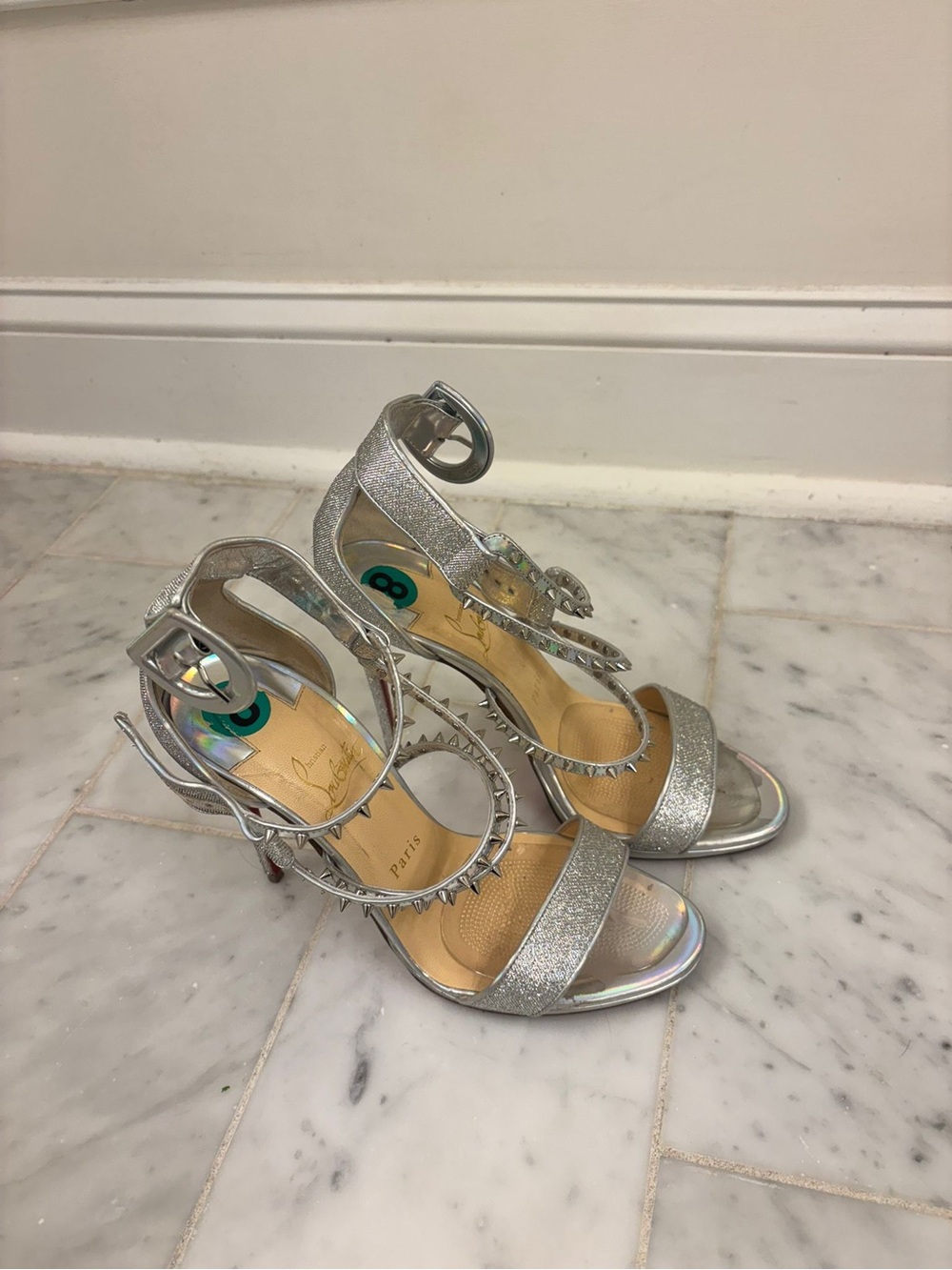 CHRISTIAN LOUBOUTIN Silver Lurex Choca Lux